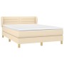Cama box spring con colchón tela color crema 140x190 cm de vidaXL, Camas y somieres - Ref: Foro24-3126882, Precio: 429,25 €, ...