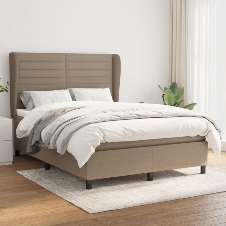 Cama box spring con colchón tela gris taupe 140x190 cm de vidaXL, Camas y somieres - Ref: Foro24-3128041, Precio: 517,01 €, D...