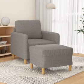 Sillón con taburete tela gris taupe 60 cm en Sofás | Comprar online en Foru.es