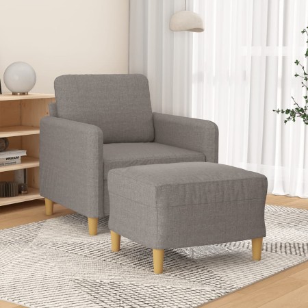 Sillón con taburete tela gris taupe 60 cm en Sofás | Comprar online en Foru.es