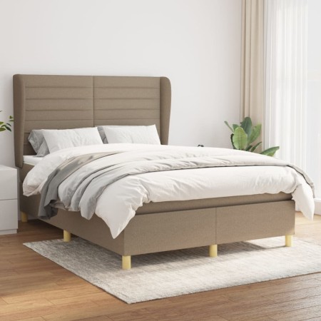 Cama box spring con colchón tela gris taupe 140x190 cm de vidaXL, Camas y somieres - Ref: Foro24-3128601, Precio: 539,47 €, D...