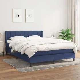 Cama box spring con colchón tela azul 140x190 cm de vidaXL, Camas y somieres - Ref: Foro24-3129711, Precio: 455,94 €, Descuen...