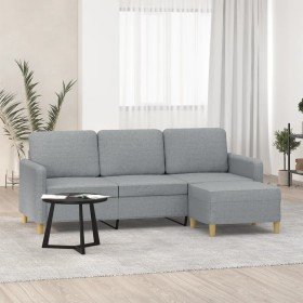 Sofá de 3 plazas con taburete de tela gris claro 180 cm en Sofás | Comprar online en Foru.es