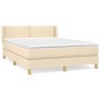 Cama box spring con colchón tela color crema 140x190 cm de vidaXL, Camas y somieres - Ref: Foro24-3130190, Precio: 399,45 €, ...