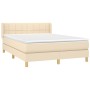 Cama box spring con colchón tela color crema 140x190 cm de vidaXL, Camas y somieres - Ref: Foro24-3130270, Precio: 408,81 €, ...