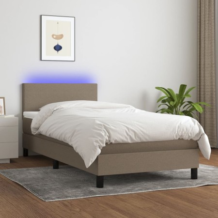 Cama box spring con colchón LED tela gris taupe 90x190 cm de vidaXL, Camas y somieres - Ref: Foro24-3132961, Precio: 311,77 €...