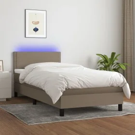 Cama box spring colchón y luces LED tela gris taupe 90x190 cm de vidaXL, Camas y somieres - Ref: Foro24-3133041, Precio: 321,...