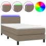 Boxspringbett mit Matratze und LED-Leuchten taupegrauer Stoff 90x190 cm von vidaXL, Betten und Lattenroste - Ref: Foro24-3133...