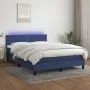 Box spring bed mattress and LED lights blue fabric 140x190 cm by vidaXL, Beds and slatted bases - Ref: Foro24-3133075, Price:...