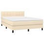 Cama box spring colchón y luces LED tela crema 140x190 cm de vidaXL, Camas y somieres - Ref: Foro24-3133154, Precio: 407,66 €...