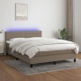 Cama box spring colchón y luces LED tela gris taupe 140x190 cm de vidaXL, Camas y somieres - Ref: Foro24-3133233, Precio: 436...