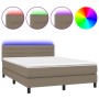 Cama box spring colchón y luces LED tela gris taupe 140x190 cm de vidaXL, Camas y somieres - Ref: Foro24-3133233, Precio: 436...