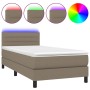 Cama box spring colchón y luces LED tela gris taupe 90x190 cm de vidaXL, Camas y somieres - Ref: Foro24-3133201, Precio: 306,...