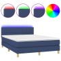 Cama box spring colchón y luces LED tela azul 140x190 cm de vidaXL, Camas y somieres - Ref: Foro24-3133715, Precio: 446,93 €,...