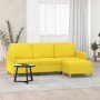 Sofá de 3 plazas con taburete de tela amarillo claro 180 cm en Sofás | Comprar online en Foru.es