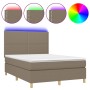 Cama box spring colchón y luces LED tela gris taupe 140x190 cm de vidaXL, Camas y somieres - Ref: Foro24-3135353, Precio: 489...