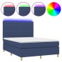 Cama box spring colchón y luces LED tela azul 140x190 cm de vidaXL, Camas y somieres - Ref: Foro24-3135515, Precio: 512,77 €,...