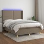 Cama box spring colchón y luces LED tela gris taupe 140x190 cm de vidaXL, Camas y somieres - Ref: Foro24-3138793, Precio: 497...