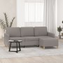 Sofá de 3 plazas con taburete de tela gris taupe 180 cm en Sofás | Comprar online en Foru.es