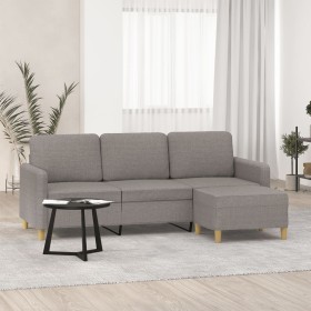 Sofá de 3 plazas con taburete de tela gris taupe 180 cm en Sofás | Comprar online en Foru.es