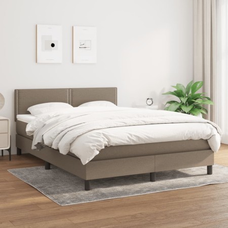 Cama box spring con colchón tela gris taupe 140x190 cm de vidaXL, Camas y somieres - Ref: Foro24-3139973, Precio: 417,69 €, D...