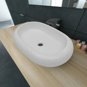 Ovales Waschbecken aus weißer Keramik, 63 x 42 cm von vidaXL, Sinkt - Ref: Foro24-140673, Preis: 68,14 €, Rabatt: %