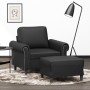 Sillón con taburete cuero sintético negro 60 cm en Sofás | Comprar online en Foru.es