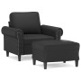 Sillón con taburete cuero sintético negro 60 cm en Sofás | Comprar online en Foru.es