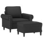 Sillón con taburete cuero sintético negro 60 cm en Sofás | Comprar online en Foru.es