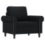Sillón con taburete cuero sintético negro 60 cm en Sofás | Comprar online en Foru.es