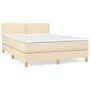 Box spring bed with cream fabric mattress 140x190 cm by vidaXL, Beds and slatted bases - Ref: Foro24-3140534, Price: 389,92 €...