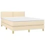 Box spring bed with cream fabric mattress 140x190 cm by vidaXL, Beds and slatted bases - Ref: Foro24-3140534, Price: 389,92 €...