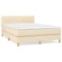Box spring bed with cream fabric mattress 140x190 cm by vidaXL, Beds and slatted bases - Ref: Foro24-3140694, Price: 406,03 €...
