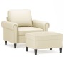 Sillón con taburete cuero sintético color crema 60 cm en Sofás | Comprar online en Foru.es