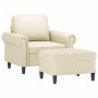 Sillón con taburete cuero sintético color crema 60 cm en Sofás | Comprar online en Foru.es
