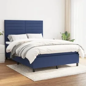 Cama box spring con colchón tela azul 140x190 cm de vidaXL, Camas y somieres - Ref: Foro24-3141855, Precio: 522,28 €, Descuen...