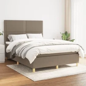 Box spring bed with taupe gray fabric mattress 140x190 cm by vidaXL, Beds and slatted bases - Ref: Foro24-3142253, Price: 489...