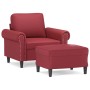 Sillón con taburete cuero sintético rojo tinto 60 cm en Sofás | Comprar online en Foru.es