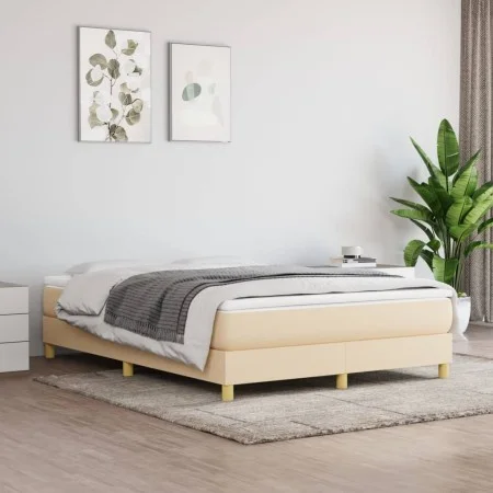 Box spring bed with cream fabric mattress 140x190 cm by vidaXL, Beds and slatted bases - Ref: Foro24-3144172, Price: 365,53 €...