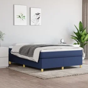 Box spring bed with blue fabric mattress 140x190 cm by vidaXL, Beds and slatted bases - Ref: Foro24-3144520, Price: 411,57 €,...