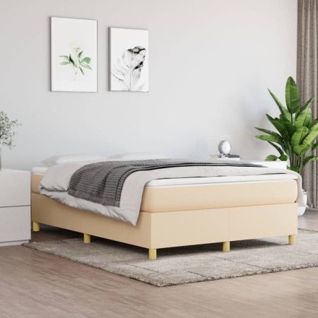 Cama box spring con colchón tela color crema 140x190 cm de vidaXL, Camas y somieres - Ref: Foro24-3144519, Precio: 383,91 €, ...
