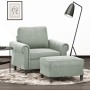 Sillón con taburete terciopelo gris claro 60 cm en Sofás | Comprar online en Foru.es