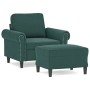 Sillón con taburete terciopelo verde oscuro 60 cm en Sofás | Comprar online en Foru.es