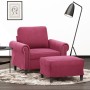 Sillón con taburete terciopelo rojo tinto 60 cm en Sofás | Comprar online en Foru.es