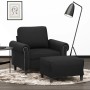 Sillón con taburete terciopelo negro 60 cm en Sofás | Comprar online en Foru.es