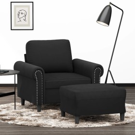 Sillón con taburete terciopelo negro 60 cm en Sofás | Comprar online en Foru.es