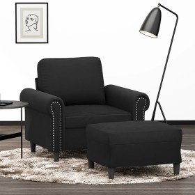 Sillón con taburete terciopelo negro 60 cm en Sofás | Comprar online en Foru.es