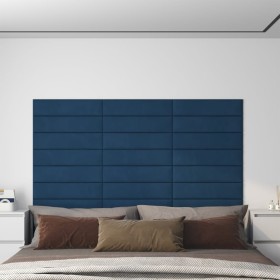 Paneles de pared 12 uds terciopelo azul 60x15 cm 1,08 m² de vidaXL, Recubrimiento de paredes - Ref: Foro24-343834, Precio: 47...
