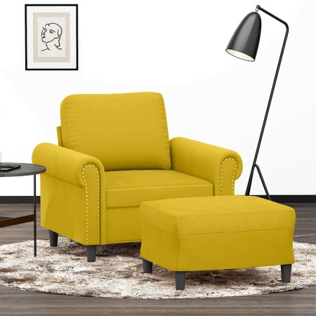 Sillón con taburete terciopelo amarillo 60 cm en Sofás | Comprar online en Foru.es