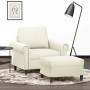 Sillón con taburete terciopelo crema 60 cm en Sofás | Comprar online en Foru.es